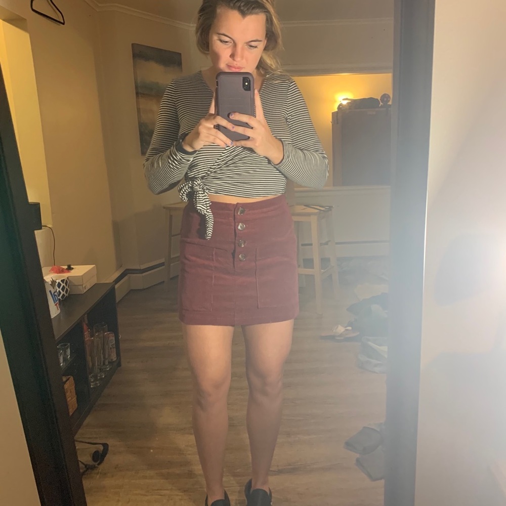 Marroon Button up skirt
